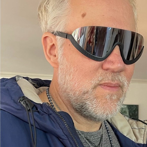 Unisex Mykita Blaze Pitch Black Sunglasses with Box 3502552 Silver Flash Shield - Picture 10 of 10